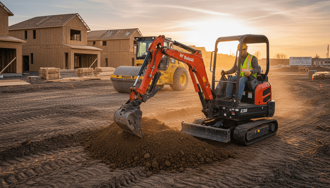 Excavator working on a residential grading project in Orange County